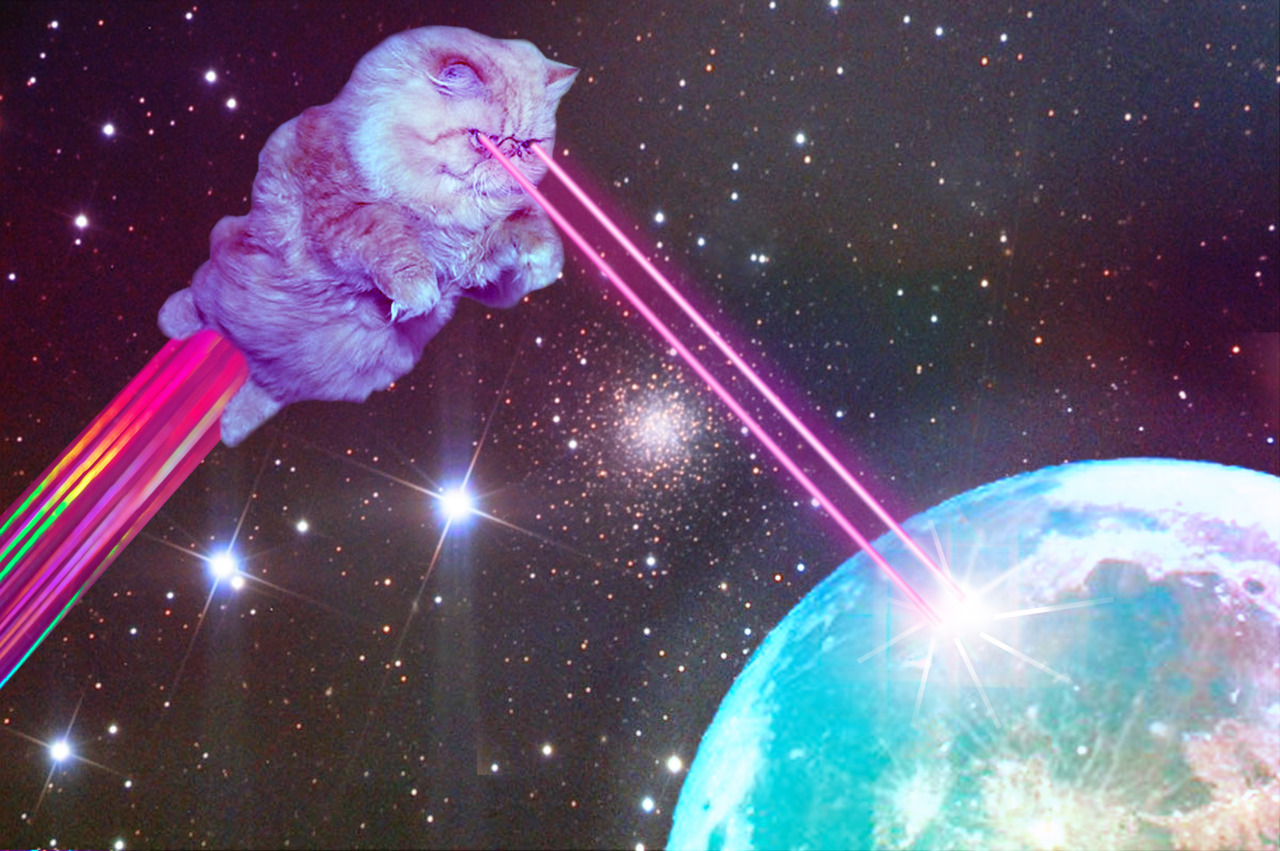 A space cat obliterating a planet of unworthy programmers writing at an unacceptable level of abstraction
